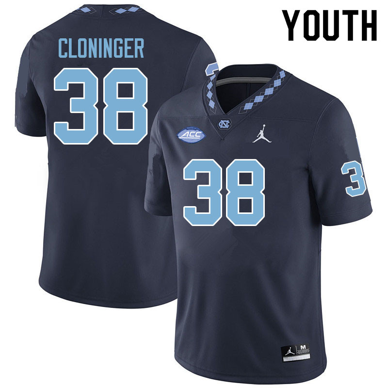 Youth #38 Aiden Cloninger North Carolina Tar Heels College Football Jerseys Sale-Navy